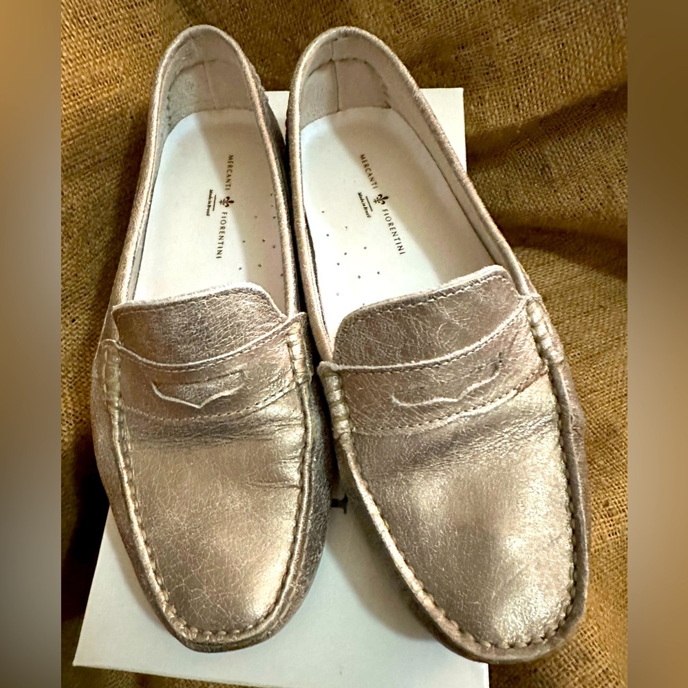 Mercanti Fiorentini Gold ✨ Leather Driving Loafers 👞 (Penny-style moccasins) 9M
